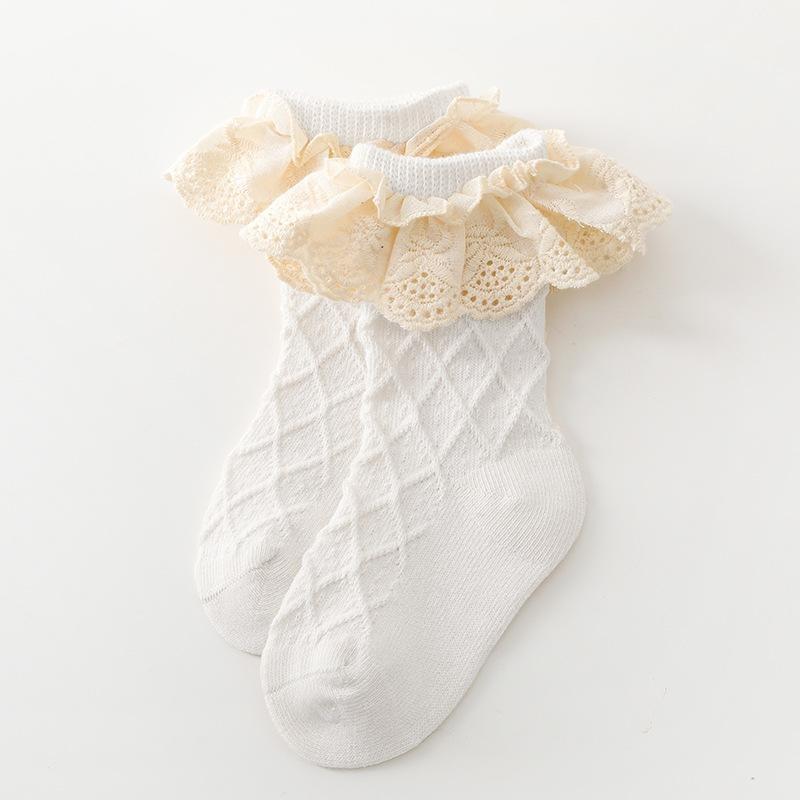 Baby Socks Spring Andautumn Styles Children's Socks Lace Socks Class A Cotton Mid-calf Socks Girls' Short Socks Infants and Toddlers 0-5 Years Old