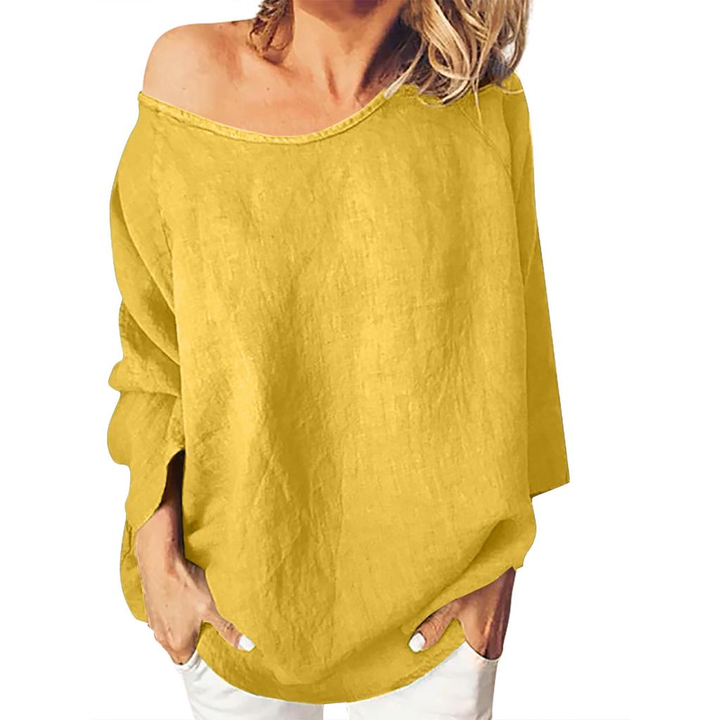 Women's Fashion Solid Color Round Neck Loose Long Sleeve Loose Top