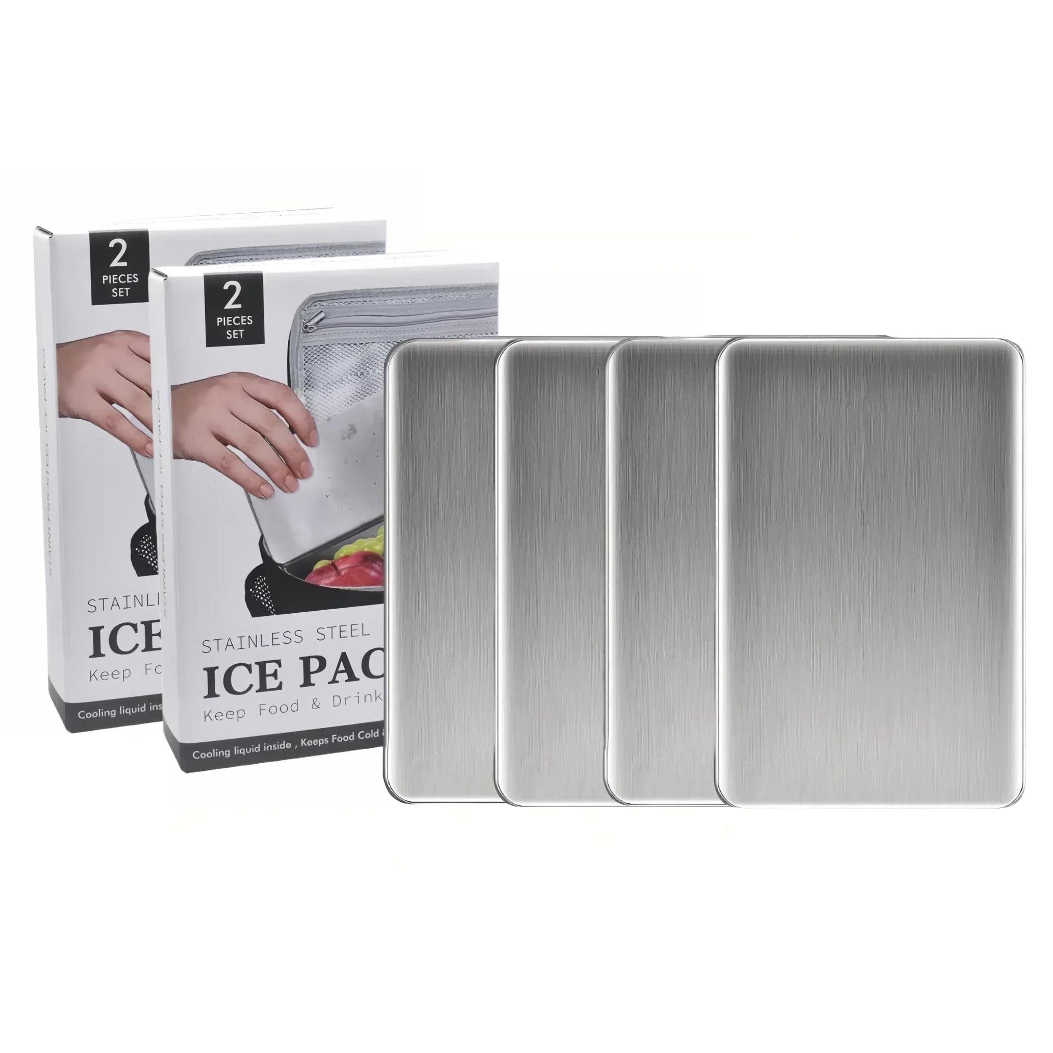 

BDB Stainless Steel Ice Packs - Long-lasting, Powerful Cooling, Double-Fast Freezing, Amazing Cooling Power, Reusable, Highly Durable, 1/2/4 Pack - Fo