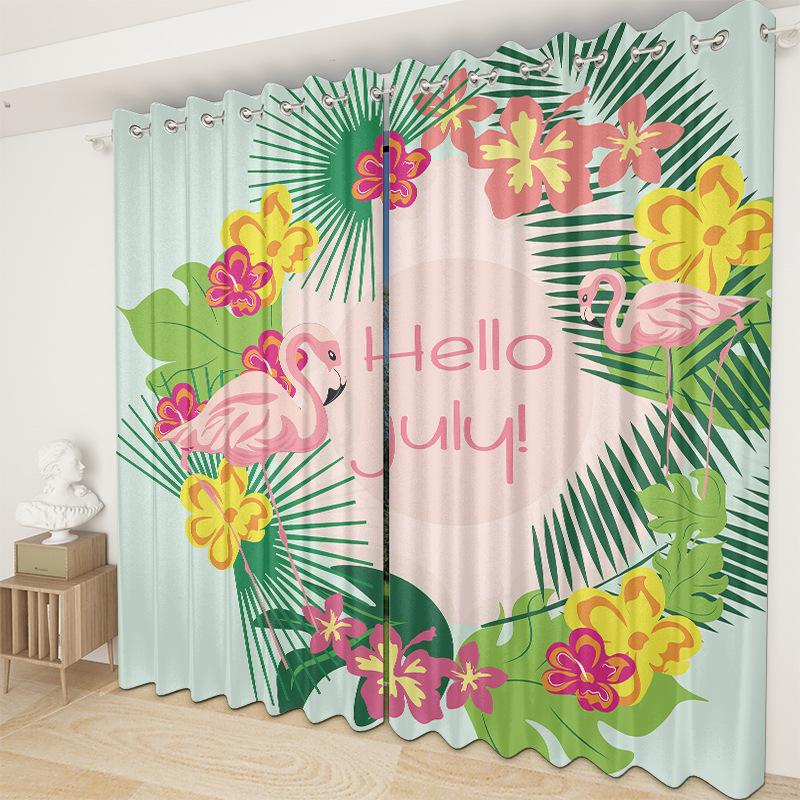 Flamingo Curtain Cloth Bedroom Living Room Balcony Blackout Curtain Office Hotel Insulation Curtain
