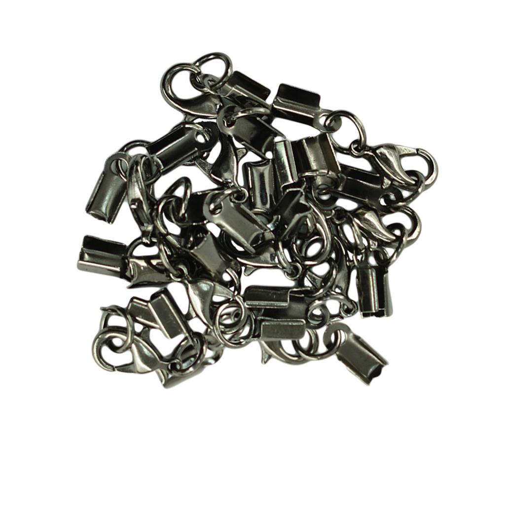 24 Pieces Multicolor Lobster Claw Clasp Leather Crimp Cord Clip Ends Crafts