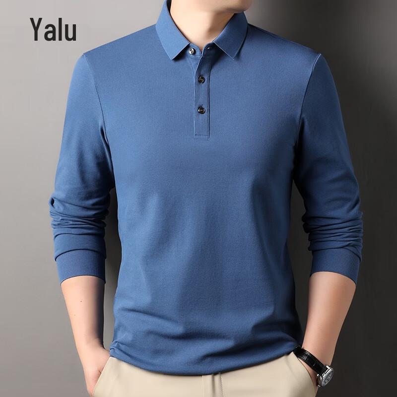 Yalu Men's Pure Cotton Long Sleeve Polo Shirt