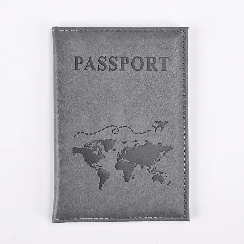 Unisex Airplane Travel Passport Cover PU Leather World Map Case ID Card Holder Wallet