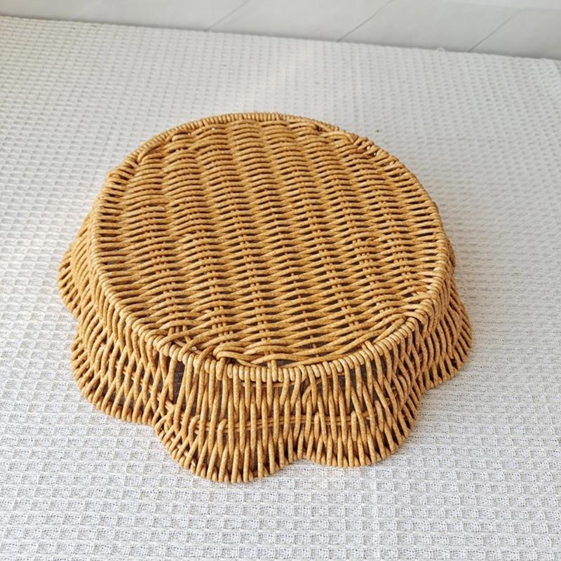 Tragbarer Plastik-Geflecht-Brotkorb Handgeflochtene Blumenform Schalen für Obstservieren und Aufbewahrung in Häusern oder Restaurants