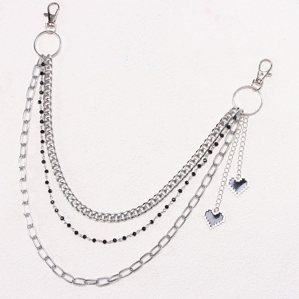 Hip Hop Heart Pendant Metal Belt Chain For Men And Women Casual Fashion Accessory