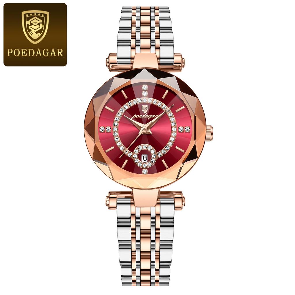 POEDAGAR Luxury Brand Women's Watches Waterproof Stainless Steel Date Ladies Wristwatch Fashion Elegant Quartz Watch Reloj
