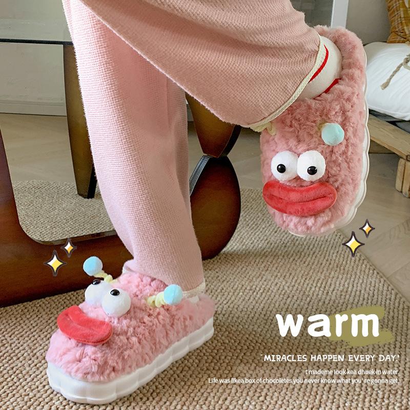Seasonal Cotton Slippers Girl Cute Home Wear Fluffy Slippers Funny Plush Slippers