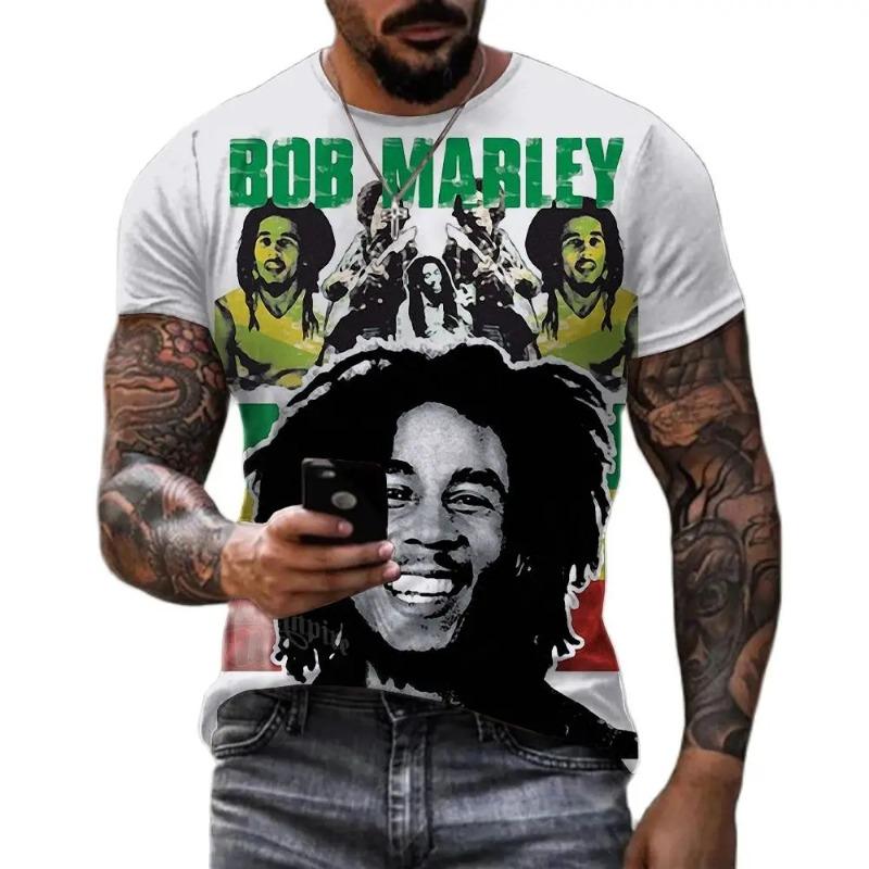 Men's 3D Rock Hip Hop Rap T-shirt Fashion Trend Street Casual Round Neck Short Sleeve Top