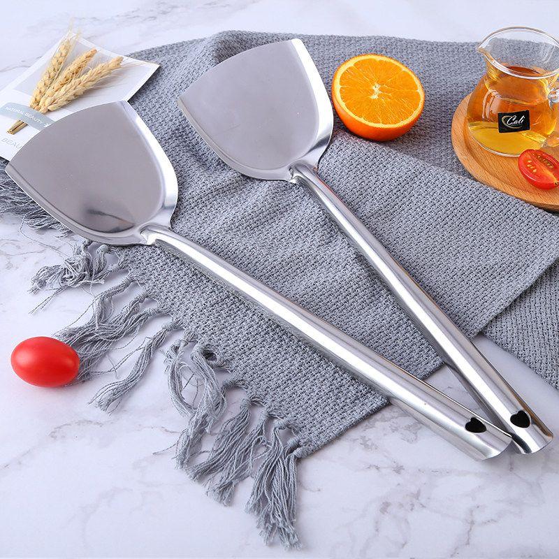 Stainless Steel Spatula Spoon for Home Use, Large Spoon for Serving Porridge, Thickened Long-Handled Stainless Steel Spoon, Commercial Kitchen Set