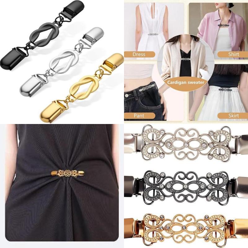 3/4/6Pcs Vintage Cinch Fasteners Durable Non-slip Sweater Shawl Clips for Women Shirts Blouses Daily Outfits