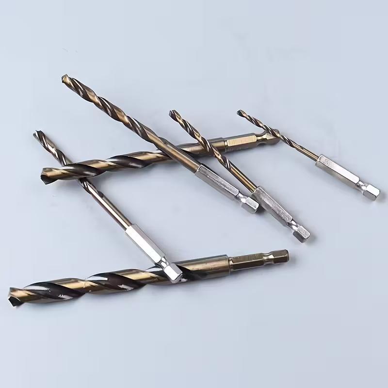 Professional 6 Piece HSS Coated Drill Bit Set with 1/4 Hex Shank Perfect for Cordless Screwdrivers and Various Materials