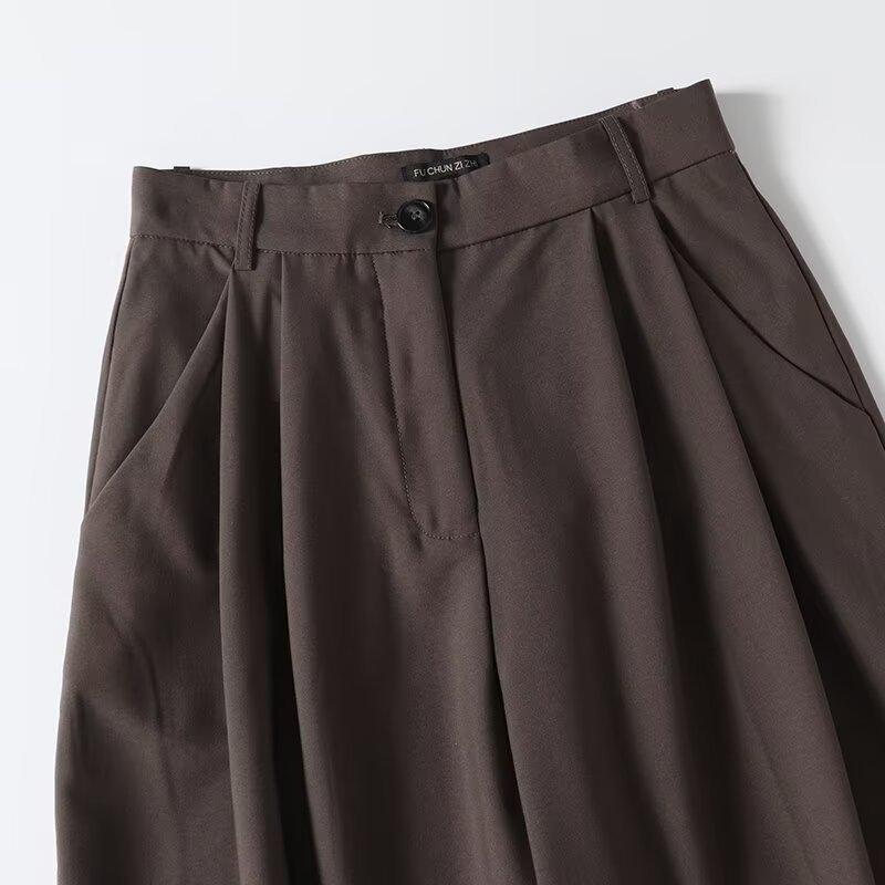 Women's Spring 2025 Double-Pleated Straight-Leg Loose Commuter Pants