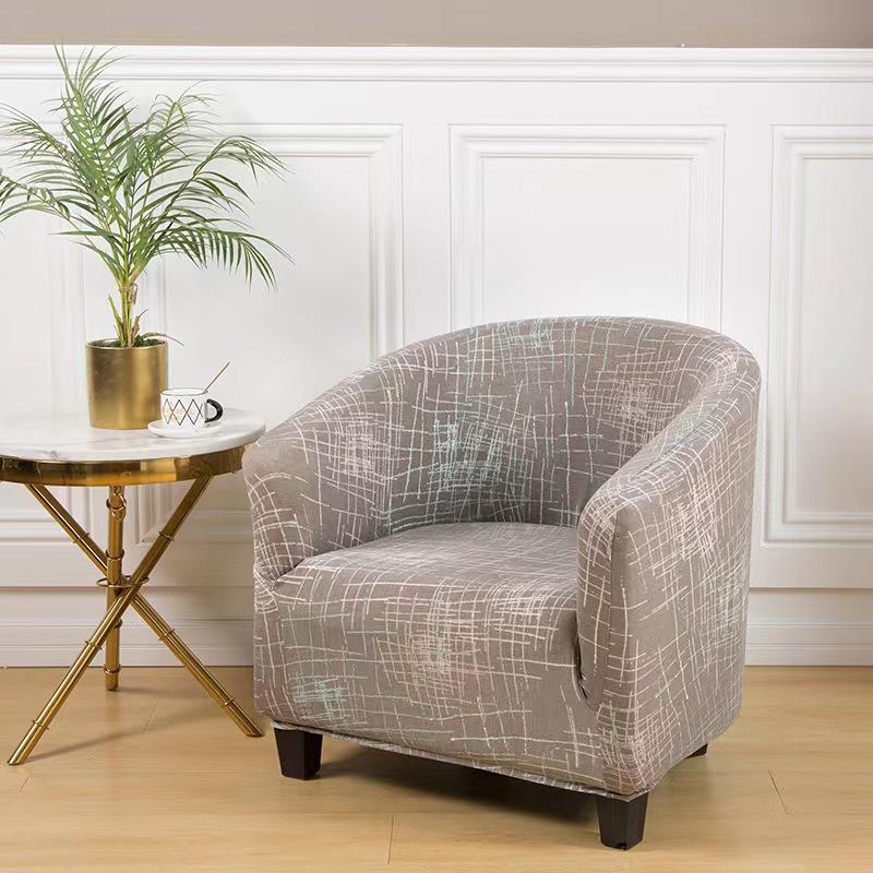 1pc Stretch Printed Club Armchair Cover Washable Tub Chair Slipcover Relax Single Chair Case for Coffee Bar Living Room Office