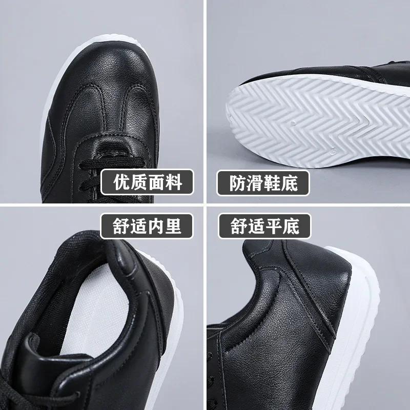 White Leather Sneakers Sport Vulcanized Shoes Comforthable Spring Sneakers Casual Shoes  Fashion School Tennis Flat Shoes
