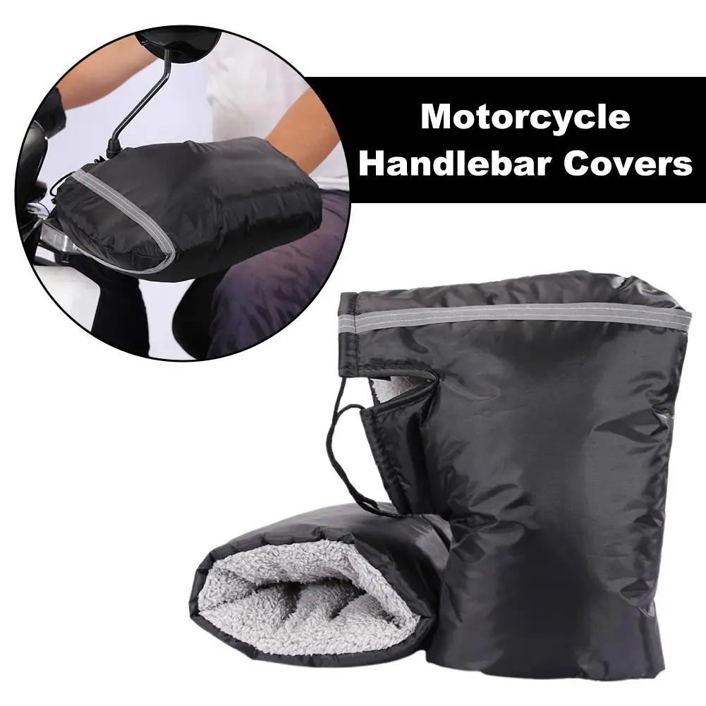 Universal Motorcycle Handlebar Muffs Gloves Windproof Waterproof Thermal Mitts For Scooter E-bike Snowmobile Cold Weather R A0W5