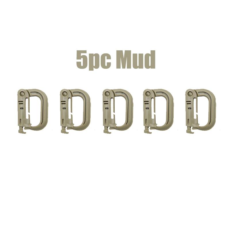 5PC Plasctic Shackle Carabiner D-ring Clip Molle Webbing Backpack Buckle Snap Lock Grimlock Multi Outdoor Use Hiking Camping Gear