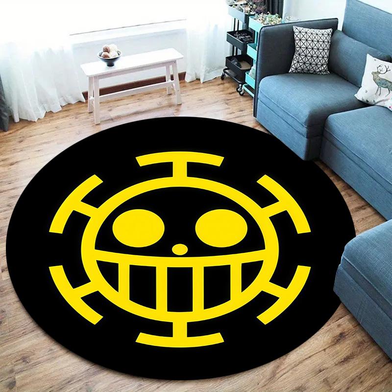 One Piece Logo Round Area Rug Carpet Rug For Living Room Bedroom Sofa Playroom Decor Nonslip Floor Mat