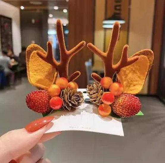 Barrette Serre-tête Bois de Faon Style Mori - Accessoire de Cheveux de Noël Mignon d'Inspiration Féerique pour Femmes