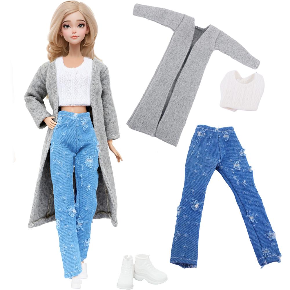 Modern 3 Set Doll Clothes and Accessories for 30cm Doll 11.5'' Girl Doll 30cm Kids Toy Gift Coat Tops Pants Trousers Skirts Boots Shoes