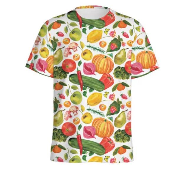 Summer 3D Vegetable Printed Casual Comfortable Fashionable Plus Size T-shirt- Soft Medium Elastic Polyester Fiber Fabric Summer Loose Casual Wear