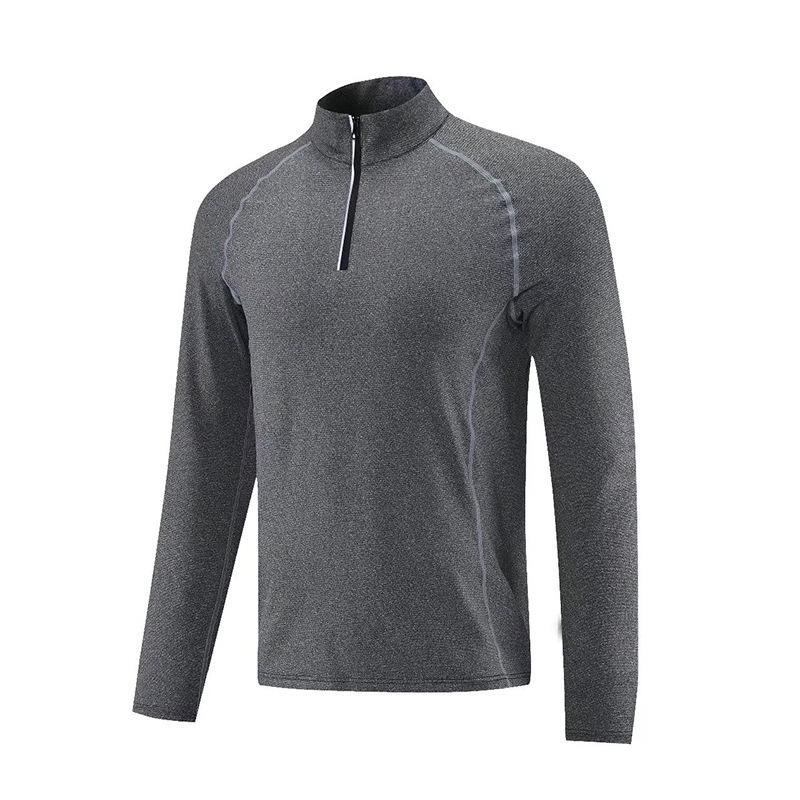 Men's Half-Zip Breathable Sweat-Absorbing Long Sleeve Sports T-Shirt for Running & Training
