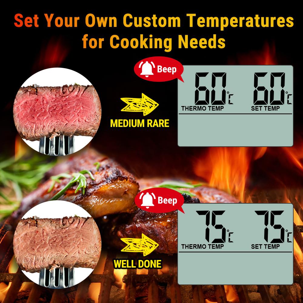 Digital Barbecue Meat Thermometer for Oven Thermomet with Timer Meat Probe Cooking Kitchen Thermometer for Meat Food Thermometer