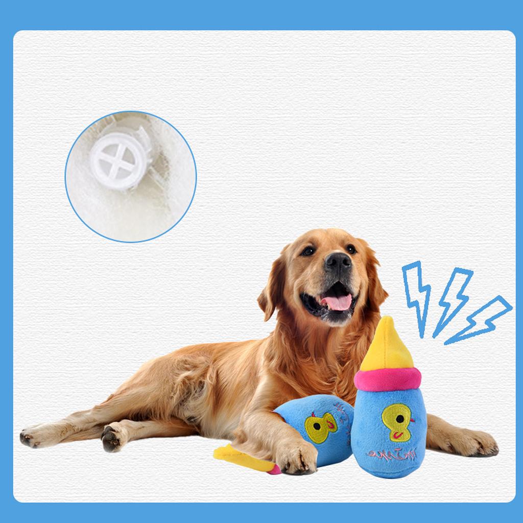 Giocattoli Squeaky in Peluche Cartone Animato per Animali Domestici, Biberon Masticabili per la Dentizione, Biberon, Giocattoli per Bambini, Giocattoli Educativi per Cuccioli e Gattini.