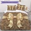 Gorgeous Ribbon Bow Pattern Bedding uilt Set uilt Cover Pillowcase Home Decoration Birthday Gift (1 * duvet cover + 2 * pillowcase without core)