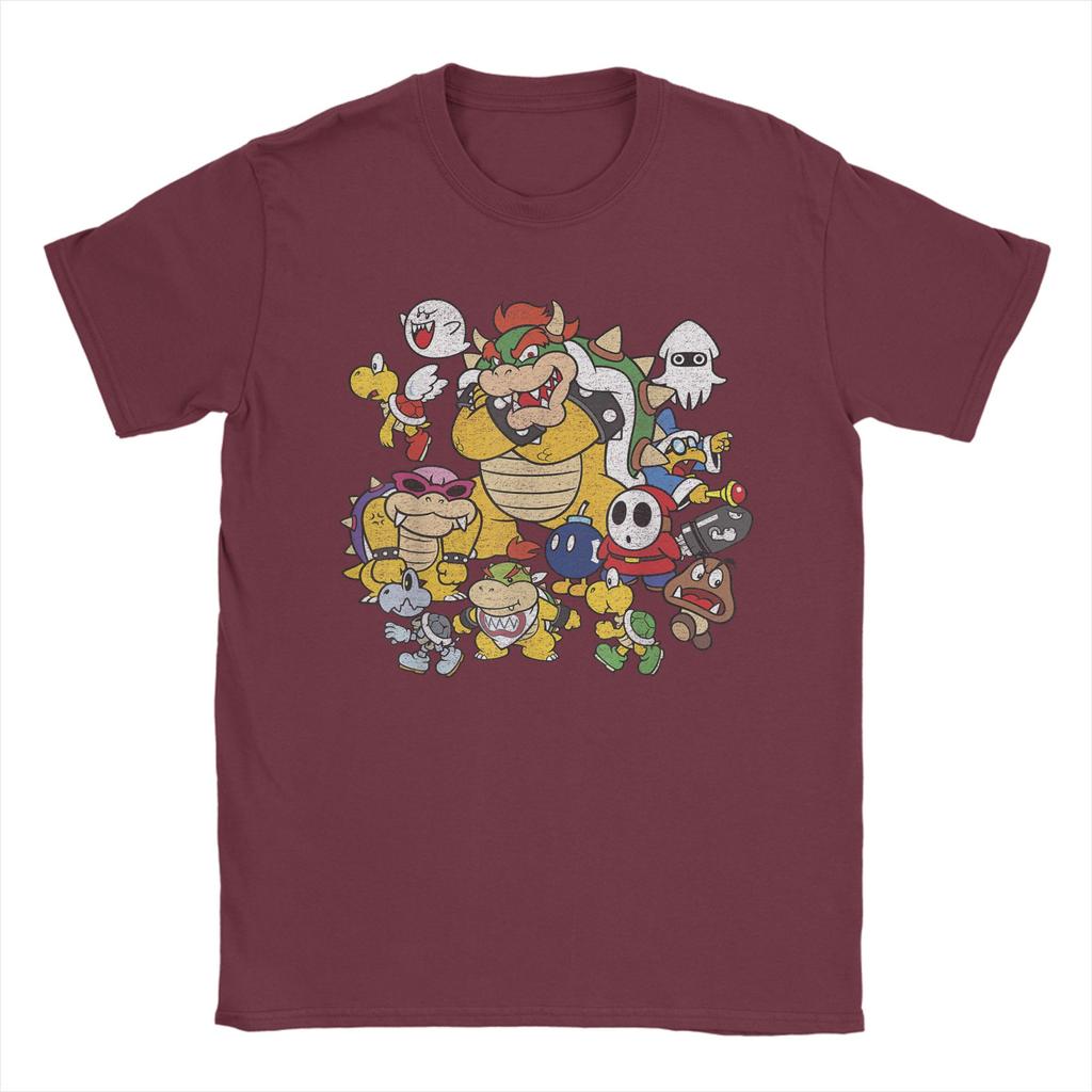 Super Marios Bowser Enemy Group Shot T Shirt for Men 100 Cotton Awesome TShirts Tee Shirt Short Sleeve Clothes Plus Size