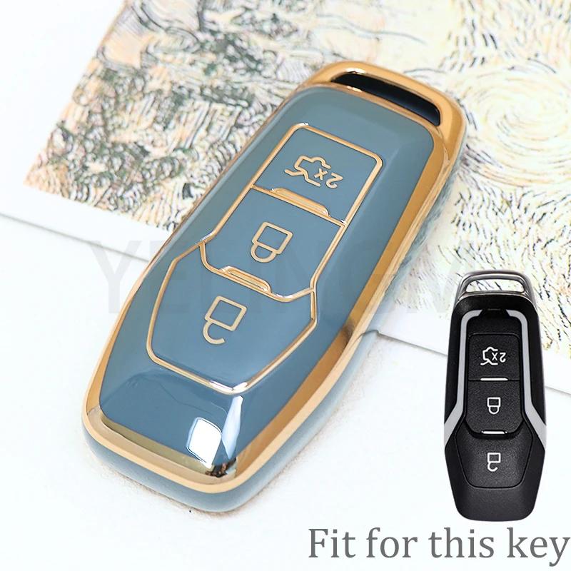 Tpu Car Key Case Cover Auto Shell Fob Holder For Ford Fusion Mondeo Mustang F-150 Lincoln Edge Explorer Mk   Protector