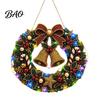 Festive Door Hanging Ornament DIY Acrylic Christmas Faux Pearl Art Kit, Lighted Wreath 3D Beaded Craft Mantelpiece Kit with LED String Light, Beginner