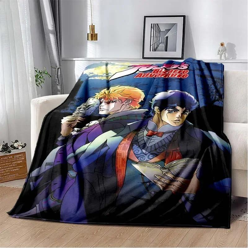Anime JoJo Bizarre Adventure Flannel Blankets Print Child Adult Throws Blanket Sofa Travel Teen Student Blanket