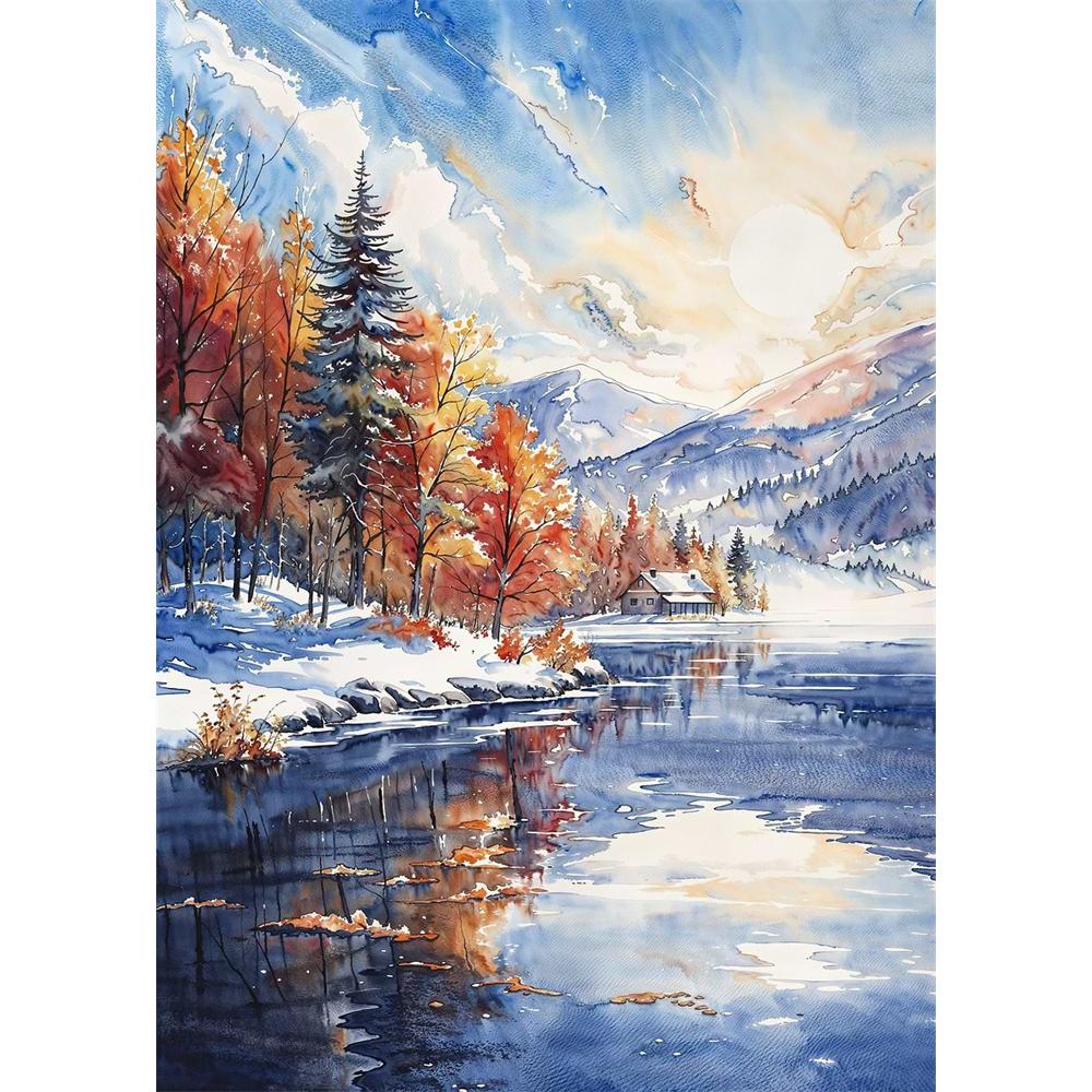 Chinese Four Seasons Landscape Diamond Art Painting Decoration Sailboat Diy Full Rhinestone Mosaic Cross Stitch Kit Gift