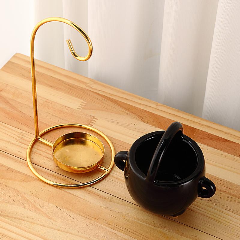 2 Pack Hanging Pagan Cauldron Oil Burner, Ceramic Cauldron Essential Oil Wax Melt Burner Tealight, Witches Witchcraft Decor