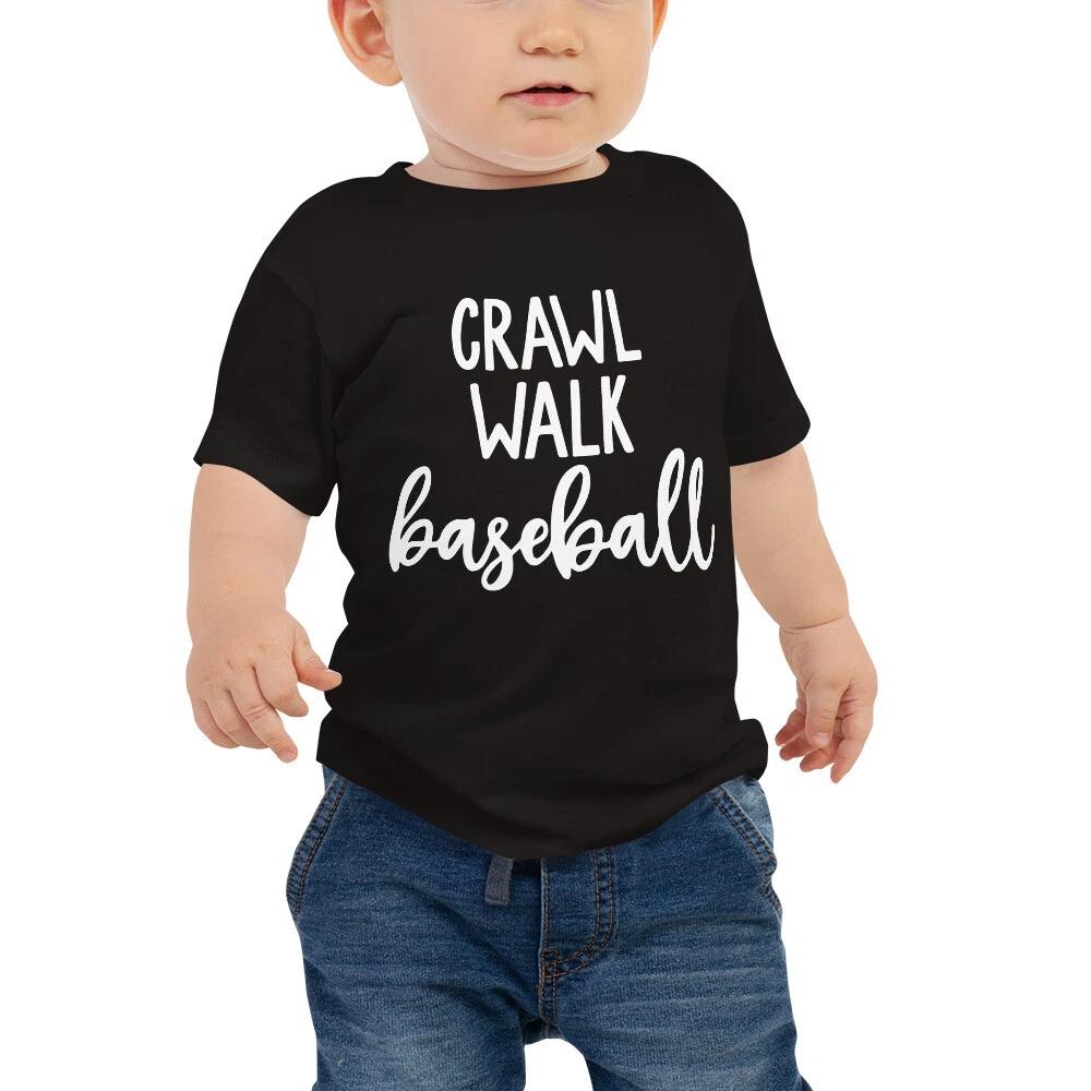 Funny Baseball Baby Boy Girl Tee Clothing, Crawl Walk Baseball Infant T-Shirt S