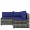VidaXL Salon de jardin 3 pcs avec coussins Gris Résine tressée, ensemble de salon d'extérieur, ensemble de mobilier 319844