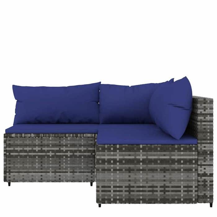 VidaXL Salon de jardin 3 pcs avec coussins Gris Résine tressée, ensemble de salon d'extérieur, ensemble de mobilier 319844