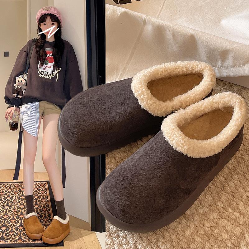 Women's Fashion Lightweight Height-enhancing Soft Sole Winter Warm One-step Fur One Snow Boots Velvet Lined Non-slip Casual Sports Cotton Boots