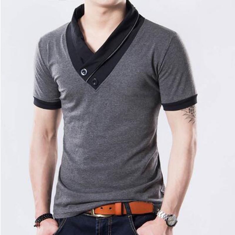 Hombre Camiseta De De Manga Corta Larga Slim Cuello En V Muscle Tee Casual Blusa