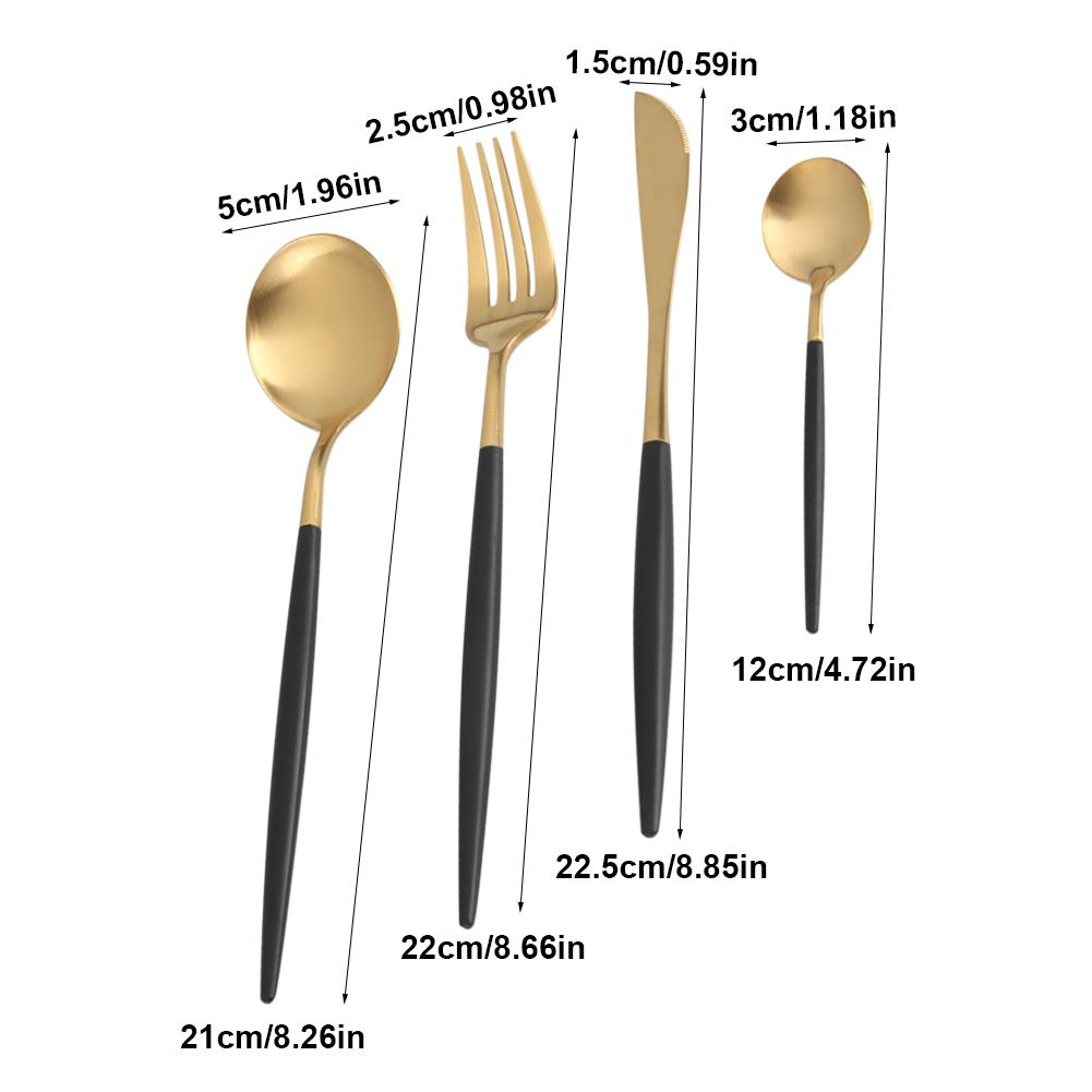 4Pcs Set Stainless Steel Colored Tableware Spoon Fork Knife Dinnerware Home Use White  Golden