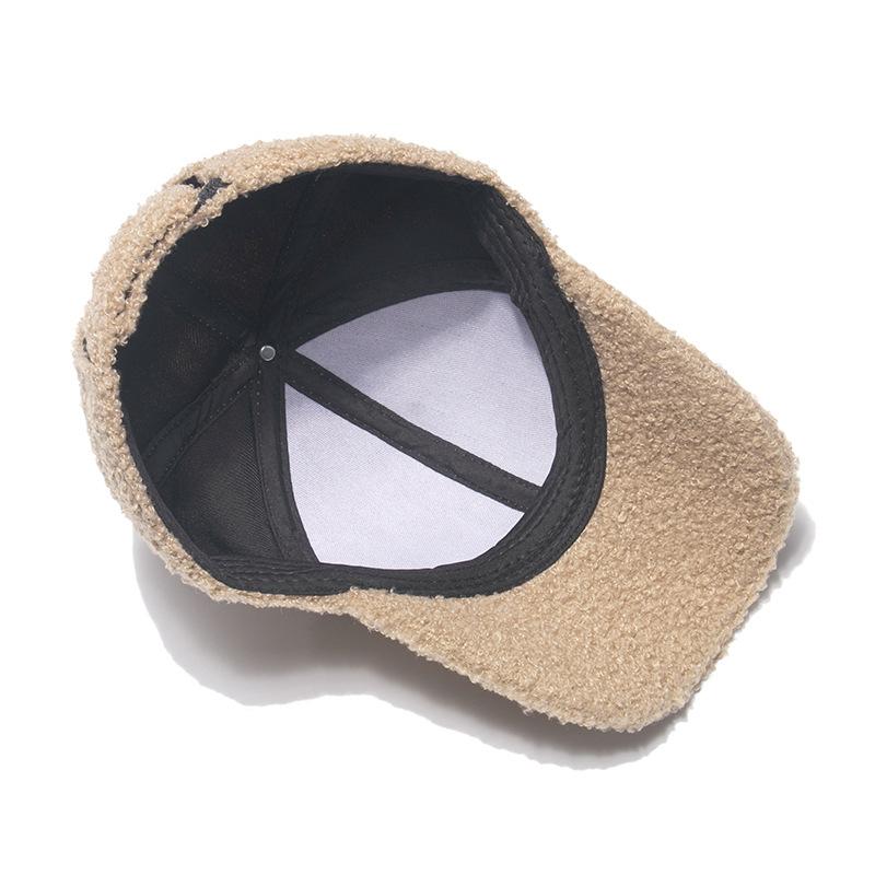New Lamb Fur Hats Female Autumn Winter Korean Version Solid Color Warm Cap Plush Baseball Caps Winter Baseball Cap Women'S Cap