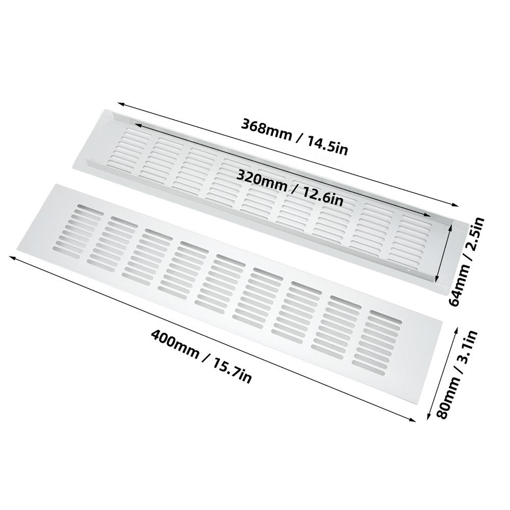 2 Pcs Set Multiple sizes Air Vent Aluminium Alloy Rectangular Ventilation Grille White Color Metal Louvered