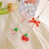 Cherry Tomato Pendant Keyring Sweet Keychain Backpack Decoration Bowknot Keyholder Phone Chain Jewelry Ornament Accessories