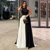European and American Women's Clothing Summer New Temperament Round Neck Color Matching Long Dress Sleeveless Dress