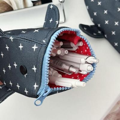 Lustiges Hai-Federmäppchen, großes blaues Federmäppchen mit Reißverschluss, Stiftehalter, Schreibwaren-Organizer, Geschenk für Schüler und Jungen