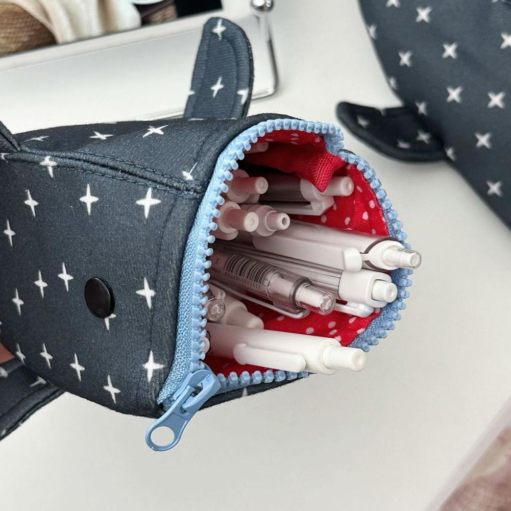 Funny Shark Pencil Case, Large Capacity Blue Pencil Pouch with Zipper Marker Stationery Organizer Pen Bag for Students Boys Gift