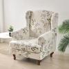 Floral Wing Chair Covers Stretch Spandex Armchair Cover with Seat Cushion Cover Elastic Sofa Slipcovers Kingback Sofa Slipcovers