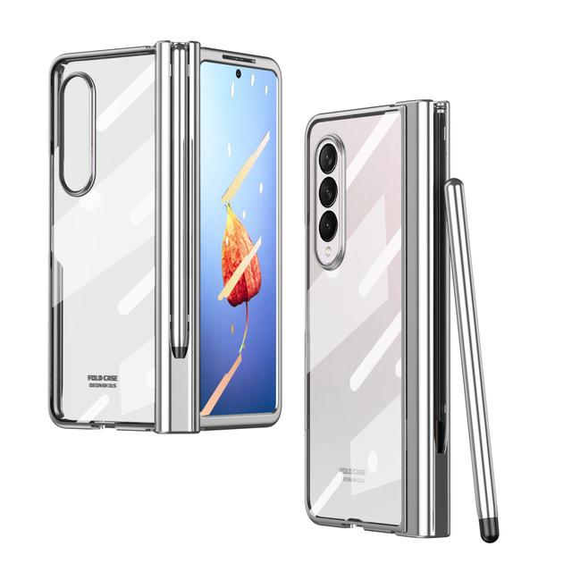 Anti -Drop Plating Clear Folding Case For Samsung Galaxy Z Fold 4 5g Fold4 Fold3 Fold2 Fold 3 2 Glass Protector Film With S Pen