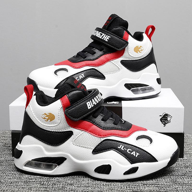 Children's summer and autumn mesh breathable basketball shoes Velcro air cushion running shoes Men's and adolescents professional training sports sho