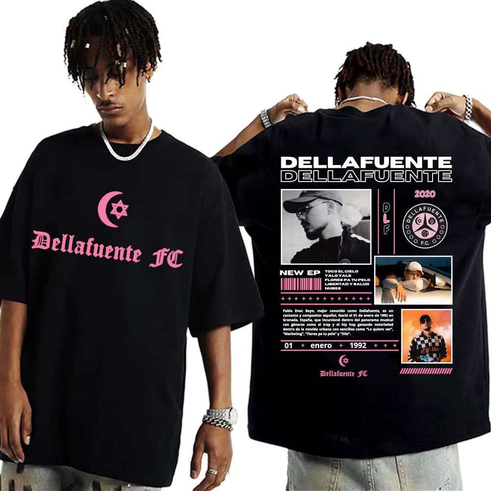 Rapper Dellafuente 2025 Tour T-Shirt Unisex Short Sleeve T-shirts  Round Neck Tee Streetwear Oversize Big Plus Size Men Clothing